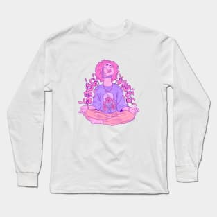 Good Vibes girl in yoga pose Long Sleeve T-Shirt